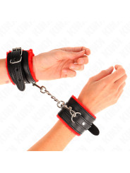 MUÑEQUERAS BDSM KINK ROJO Y NEGRO AJUSTABLES 17-29 CM DE LA MARCA KINK WRIST RESTRAINT