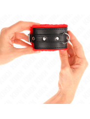 MUÑEQUERAS BDSM KINK ROJO Y NEGRO AJUSTABLES 17-29 CM DE LA MARCA KINK WRIST RESTRAINT