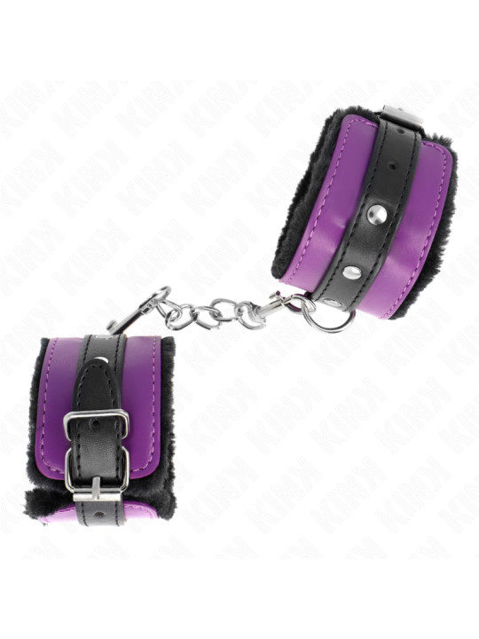 MUÑEQUERAS BDSM NEGRO CON CORREA VIOLETA AJUSTABLE KINK DE LA MARCA KINK WRIST RESTRAINT