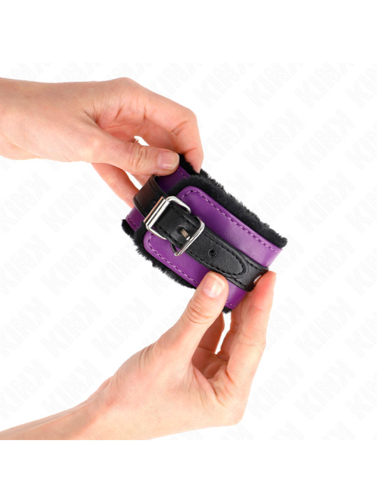 MUÑEQUERAS BDSM NEGRO CON CORREA VIOLETA AJUSTABLE KINK DE LA MARCA KINK WRIST RESTRAINT