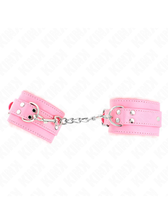 MUÑEQUERAS BDSM ROSA FORRADAS CON CORREA AJUSTABLE KINK DE LA MARCA KINK WRIST RESTRAINT