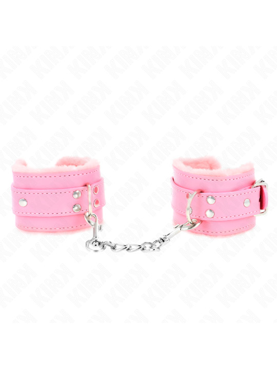 MUÑEQUERAS BDSM ROSA FORRADAS CON CORREA AJUSTABLE KINK DE LA MARCA KINK WRIST RESTRAINT