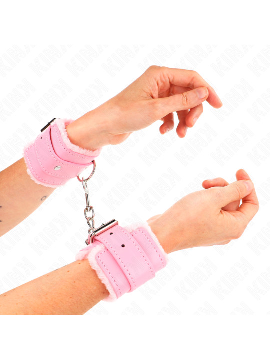 MUÑEQUERAS BDSM ROSA FORRADAS CON CORREA AJUSTABLE KINK DE LA MARCA KINK WRIST RESTRAINT