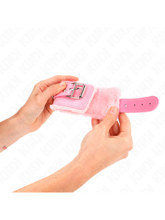 MUÑEQUERAS BDSM ROSA FORRADAS CON CORREA AJUSTABLE KINK DE LA MARCA KINK WRIST RESTRAINT