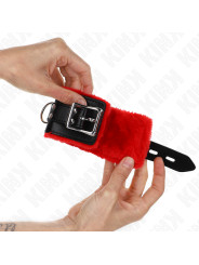 MUÑEQUERAS BDSM KINK ROJO Y NEGRO AJUSTABLES 17-29 CM DE LA MARCA KINK WRIST RESTRAINT