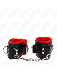 MUÑEQUERAS BDSM KINK ROJO Y NEGRO AJUSTABLES 17-29 CM DE LA MARCA KINK WRIST RESTRAINT