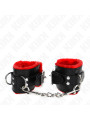MUÑEQUERAS BDSM KINK ROJO Y NEGRO AJUSTABLES 17-29 CM DE LA MARCA KINK WRIST RESTRAINT