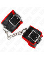 MUÑEQUERAS BDSM KINK ROJO Y NEGRO AJUSTABLES 17-29 CM DE LA MARCA KINK WRIST RESTRAINT