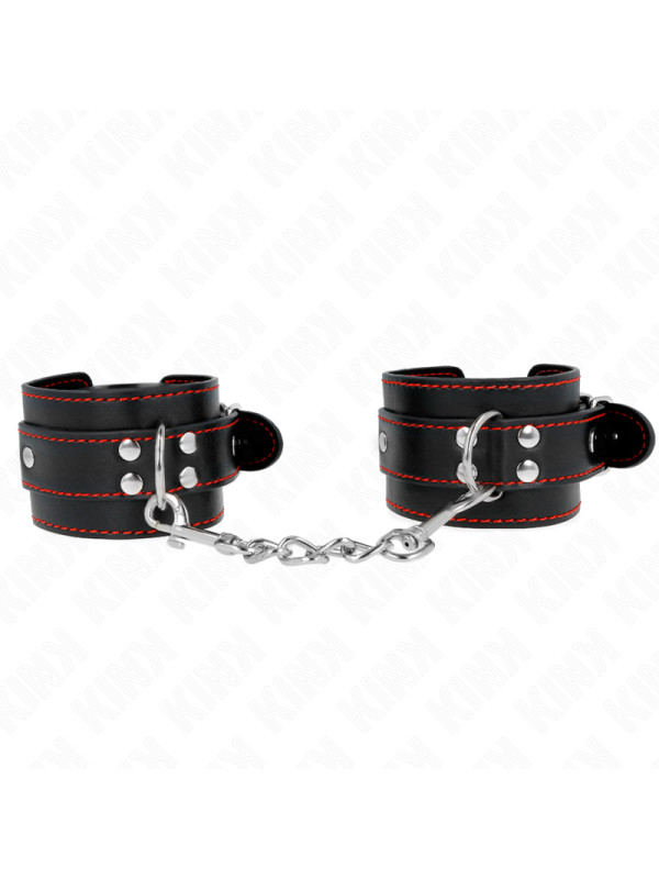 MUÑEQUERAS BDSM NEGRO Y ROJO AJUSTABLES KINK DE LA MARCA KINK WRIST RESTRAINT