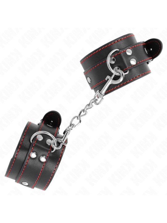 MUÑEQUERAS BDSM NEGRO Y ROJO AJUSTABLES KINK DE LA MARCA KINK WRIST RESTRAINT
