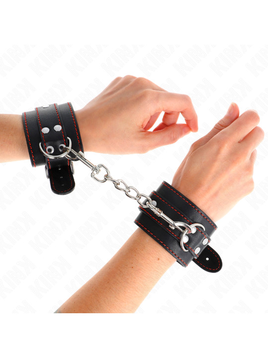 MUÑEQUERAS BDSM NEGRO Y ROJO AJUSTABLES KINK DE LA MARCA KINK WRIST RESTRAINT
