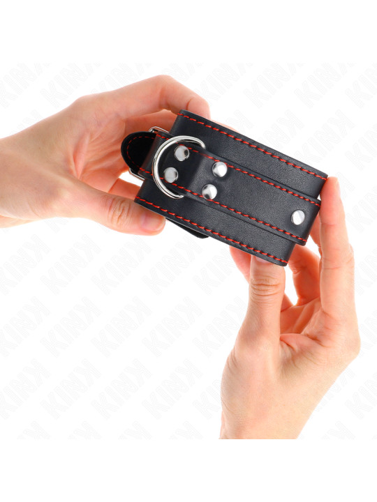MUÑEQUERAS BDSM NEGRO Y ROJO AJUSTABLES KINK DE LA MARCA KINK WRIST RESTRAINT