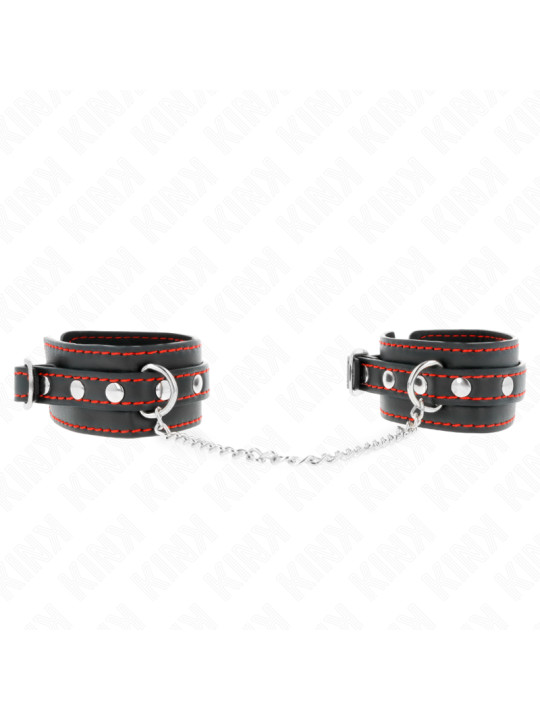 MUÑEQUERAS BDSM AJUSTABLES NEGRO Y ROJO KINK DE LA MARCA KINK WRIST RESTRAINT