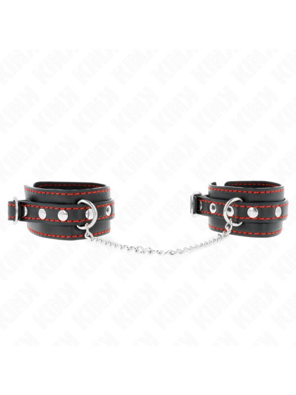 MUÑEQUERAS BDSM AJUSTABLES NEGRO Y ROJO KINK DE LA MARCA KINK WRIST RESTRAINT