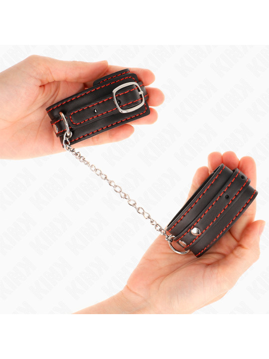 MUÑEQUERAS BDSM AJUSTABLES NEGRO Y ROJO KINK DE LA MARCA KINK WRIST RESTRAINT