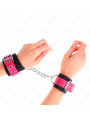 MUÑEQUERAS BDSM NEGRO CON CORREA POLIPIEL FUSCIA AJUSTABLE DE LA MARCA KINK WRIST RESTRAINT