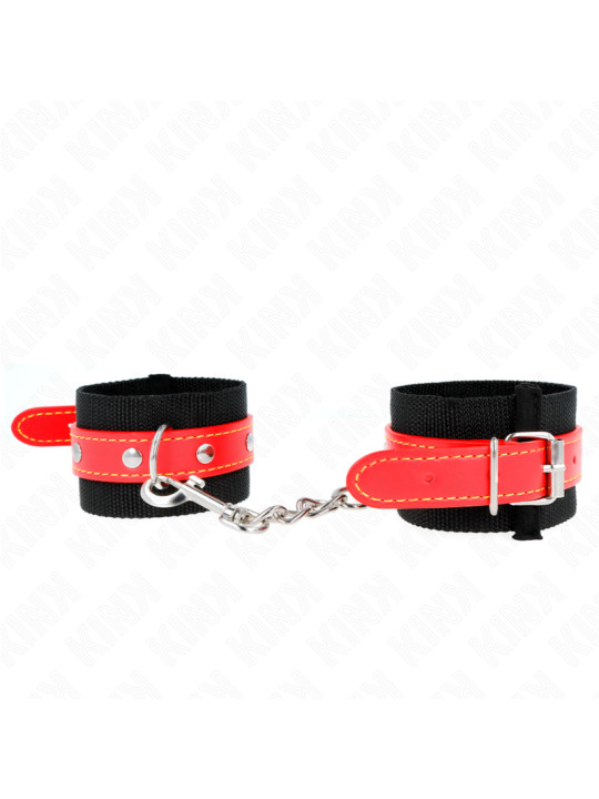 MUÑEQUERAS BDSM NEGRO Y ROJO AJUSTABLES KINK DE LA MARCA KINK WRIST RESTRAINT