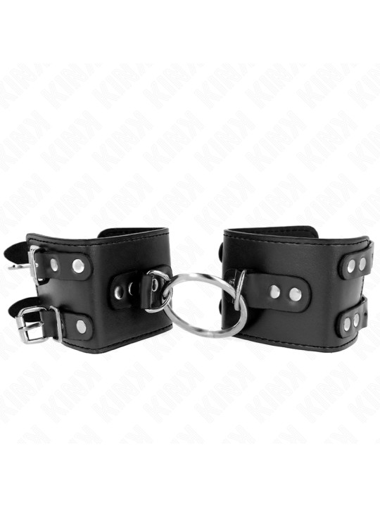 MUÑEQUERAS BDSM CON ANILLAS Y TACHUELAS NEGRO AJUSTABLE DE LA MARCA KINK WRIST RESTRAINT