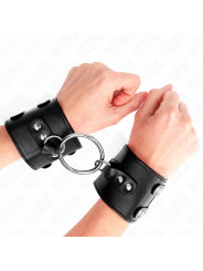 MUÑEQUERAS BDSM CON ANILLAS Y TACHUELAS NEGRO AJUSTABLE DE LA MARCA KINK WRIST RESTRAINT