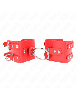 MUÑEQUERAS BDSM AJUSTABLES CON ANILLAS Y TACHUELAS ROJO KINK DE LA MARCA KINK WRIST RESTRAINT