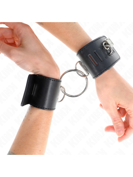 MUÑEQUERAS BDSM CON ANILLA Y CIERRE CANDADO AJUSTABLE KINK DE LA MARCA KINK WRIST RESTRAINT