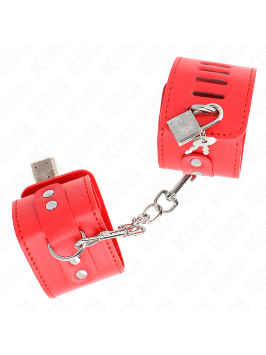 MUÑEQUERAS BDSM CON CIERRE CANDADO AJUSTABLE KINK ROJO DE LA MARCA KINK WRIST RESTRAINT