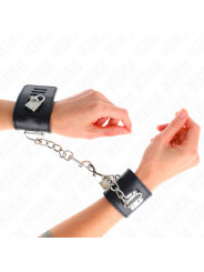 MUÑEQUERAS BDSM NEGRAS CON CIERRE CANDADO AJUSTABLE KINK DE LA MARCA KINK WRIST RESTRAINT