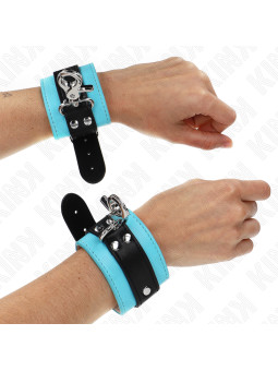 MUÑEQUERAS BDSM AJUSTABLES KINK NEGRO/AZUL PREMIUM DE LA MARCA KINK WRIST RESTRAINT