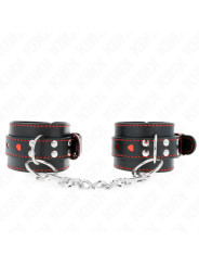 MUÑEQUERAS BDSM NEGRO CORAZÓN ROJO AJUSTABLE KINK DE LA MARCA KINK WRIST RESTRAINT