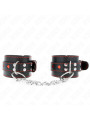 MUÑEQUERAS BDSM NEGRO CORAZÓN ROJO AJUSTABLE KINK DE LA MARCA KINK WRIST RESTRAINT