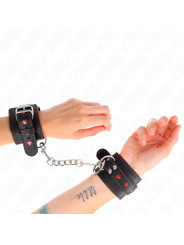 MUÑEQUERAS BDSM NEGRO CORAZÓN ROJO AJUSTABLE KINK DE LA MARCA KINK WRIST RESTRAINT