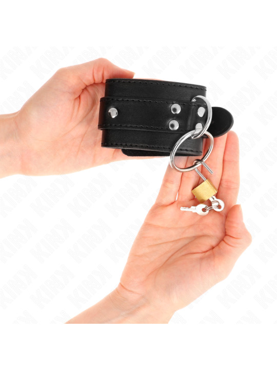 MUÑEQUERAS BDSM CON CANDADO AJUSTABLES KINK NEGRO DE LA MARCA KINK WRIST RESTRAINT