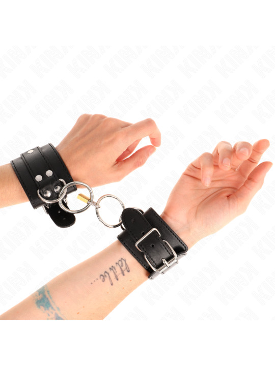 MUÑEQUERAS BDSM CON CANDADO AJUSTABLES KINK NEGRO DE LA MARCA KINK WRIST RESTRAINT