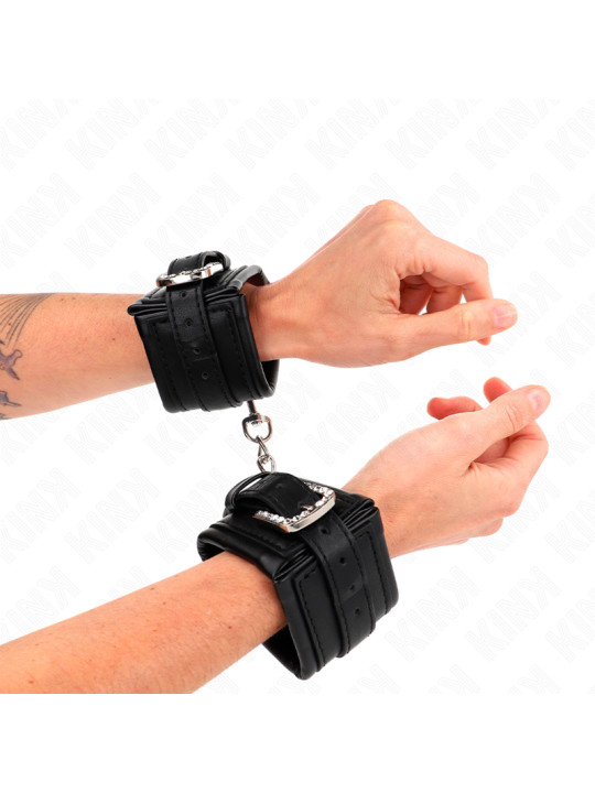 MUÑEQUERAS BDSM NEGRO CON HEBILLA DIAMANTE AJUSTABLE DE LA MARCA KINK WRIST RESTRAINT