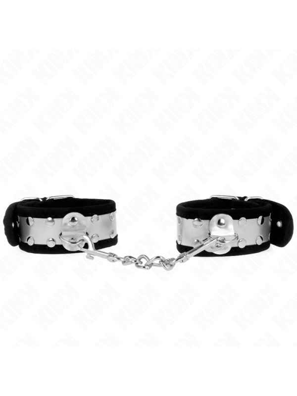 MUÑEQUERAS BDSM KINK NEGRO PLATEADO 30CM DE LA MARCA KINK WRIST RESTRAINT
