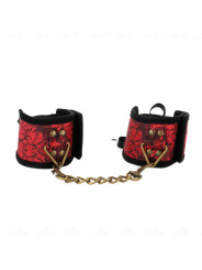 MUÑEQUERAS BDSM ROJO-NEGRO CON LAZO KINK 24.5 CM DE LA MARCA KINK WRIST RESTRAINT