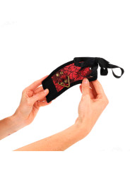 MUÑEQUERAS BDSM ROJO-NEGRO CON LAZO KINK 24.5 CM DE LA MARCA KINK WRIST RESTRAINT