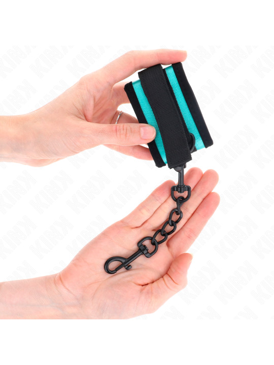 MUÑEQUERAS BDSM KINK NEGRO-AZUL AJUSTABLES DE LA MARCA KINK WRIST RESTRAINT