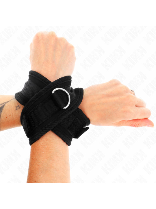 MUÑEQUERAS BDSM CRUZADAS KINK NEGRO 34 CM DE LA MARCA KINK WRIST RESTRAINT