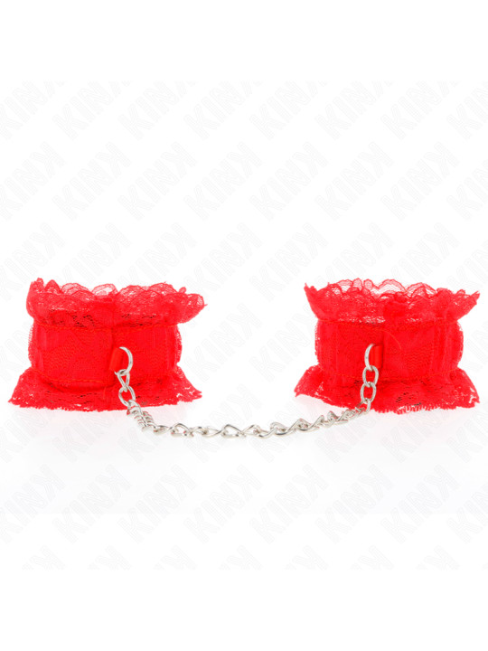 MUÑEQUERAS BDSM DE ENCAJE ROJO KINK DE LA MARCA KINK WRIST RESTRAINT