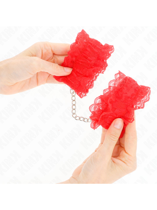 MUÑEQUERAS BDSM DE ENCAJE ROJO KINK DE LA MARCA KINK WRIST RESTRAINT
