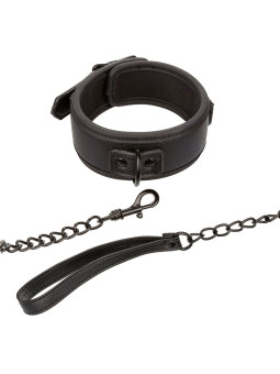 COLLAR Y CORREA DE CUERO AJUSTABLE NOCTURNAL NEGRO DE LA MARCA CALEXOTICS