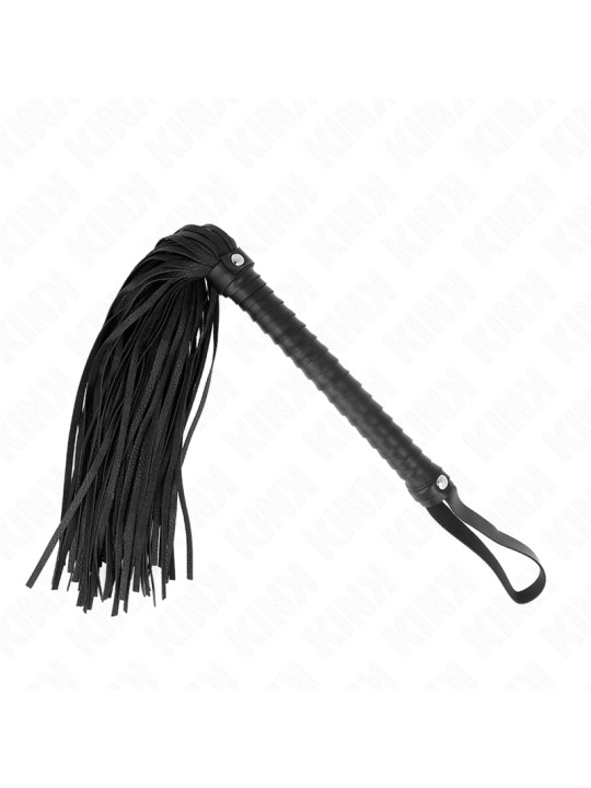 LÁTIGO BDSM NEGRO CON MANGO TEXTURIZADO KINK 48.5 CM DE LA MARCA KINK IMPACT & TOUCH