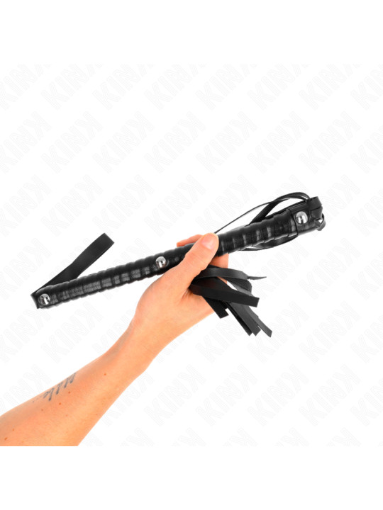 LÁTIGO BDSM NEGRO CON MANGO TEXTURIZADO KINK 48.5 CM DE LA MARCA KINK IMPACT & TOUCH