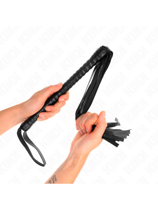 LÁTIGO BDSM NEGRO CON MANGO TEXTURIZADO KINK 48.5 CM DE LA MARCA KINK IMPACT & TOUCH