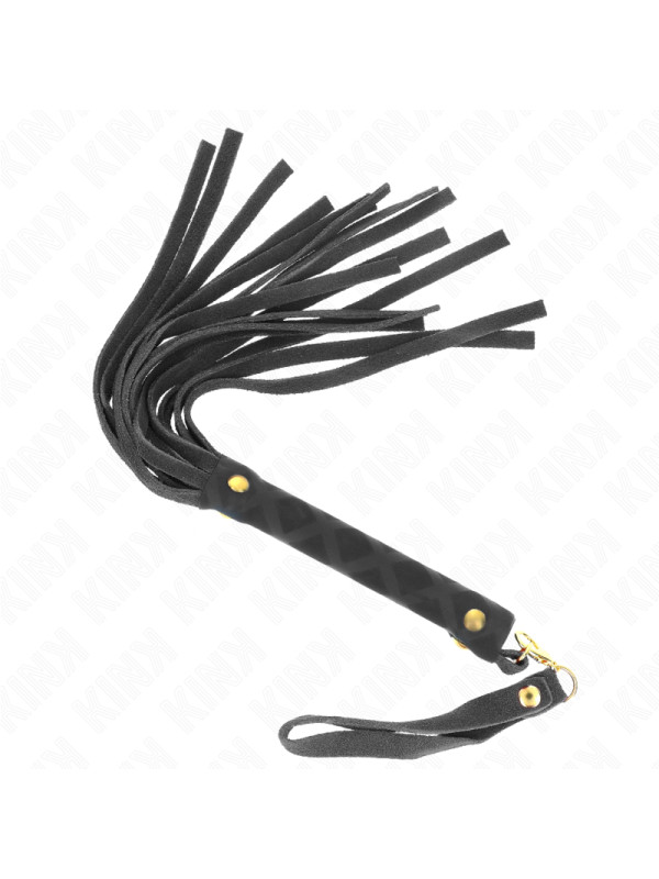 LÁTIGO MINI PIEL DE ANTE NEGRO 30 CM - KINK BDSM DE LA MARCA KINK IMPACT & TOUCH