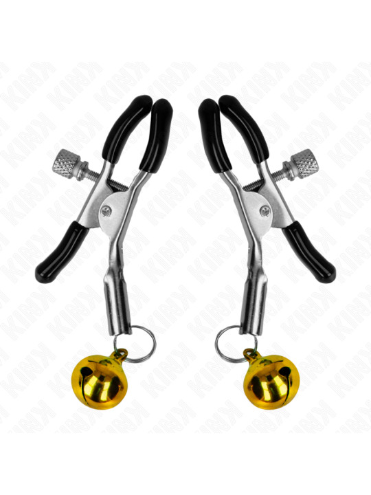 PINZAS PARA PEZONES CON CAMPANILLA DORADA KINK 6 CM DE LA MARCA KINK NIPPLE GRIP