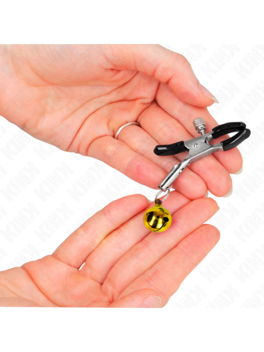 PINZAS PARA PEZONES CON CAMPANILLA DORADA KINK 6 CM DE LA MARCA KINK NIPPLE GRIP