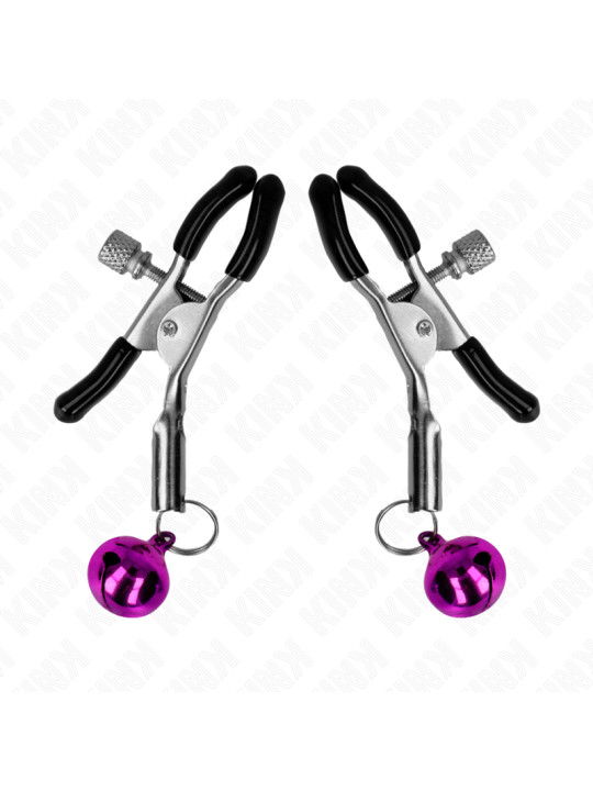 KINK - PINZAS PARA PEZONES CON CAMPANILLA VIOLETA 6 CM DE LA MARCA KINK NIPPLE GRIP