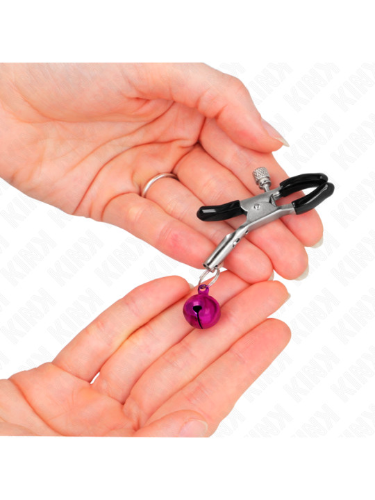 KINK - PINZAS PARA PEZONES CON CAMPANILLA VIOLETA 6 CM DE LA MARCA KINK NIPPLE GRIP